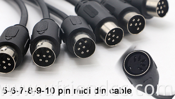 13 pin midi din cable factory customized MIDI din 5pin 6pin 7pin 8pin cable